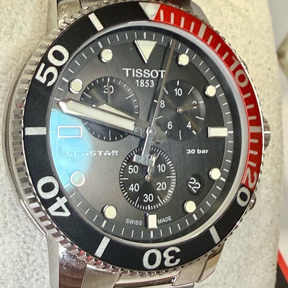 Tissot Seastar Chronograph Date Designer Dive Mens Watch - Picture 3 of 8
